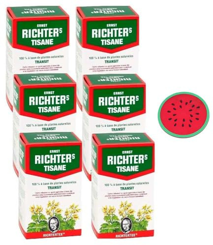 Tisane Ernst Richter Transit - Lot de 6 Boîtes de 20 Infusions avec 1 Sous-Tasse en Silicone