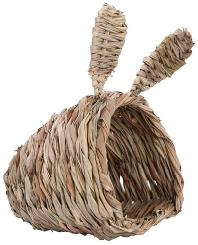 VILLCASE Rabbit Grass House, Handmade Woven Grass Chinchilla Nest Rabbit Sleeping Nest Bunny Natural Hideaway Play Toys Hamster Chew Toys for Guinea Pig Gerbils Chinchilla Small Animals