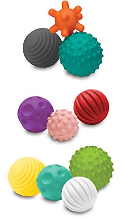 INFANTINO Balles Souples Sensorielles - 10 balles Souples aux Formes et Tailles différentes pour Le développement sensoriel - pour Les Enfants à partir de 6 Mois