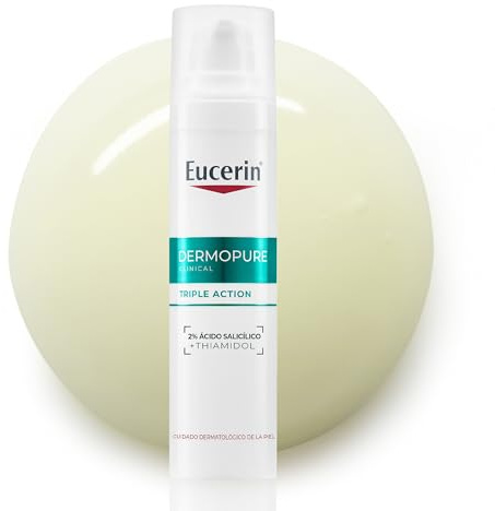 Eucerin DermoPure Clinical Triple Action (40 ml), sérum antimanchas post-acné, hidratante facial con Ácido Salicílico y Thiamidol para granos y puntos negros, sérum para piel con tendencia acneica