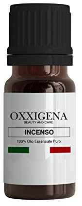 Oxxigena - Olio Essenziale di Incenso - 10 ml - Made in Italy - Puro al 100%, Naturale, Vegano, Senza OGM - Ideale per Aroma Terapia, Miscele da Massaggio