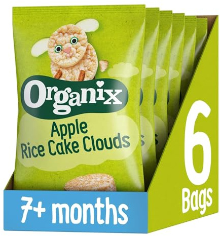 Organix Apple Rice Cake Clouds, Baby Rice Cakes Snack, Finger Food, 7+ Months, 40 g (Pack of 6)