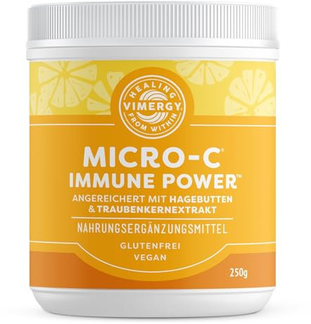 Vimergy Micro-C Immunkraft, 139 Einnahmen – Vitamin C 1000 mg – Sanfte Ascorbinsäure - Vitamin C Gepuffert als Pulver – Immunsystem & Nerven – Knochen & Knorpel – Glutenfrei -Vegan (250 g)