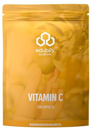edubily nutrition® Vitamin C Kapseln 500 mg - Vitamin C Komplex aus gepuffertem Vit. C als Calciumascorbat und fettlöslichem Vit. C als Ascorbylpalminat - 250 Kapseln