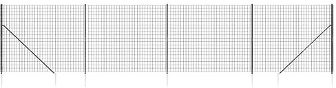 vidaXL Clôture en Treillis Métallique et Ancrage, Panneau de Clôture Décoratif, Barrière de Protection Jardin Patio Extérieur, Anthracite 1,6x10 m