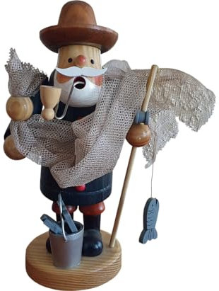 ys Räuchermännchen Räuchermann Räucherfigur Rauchfigur Angler/Fischer ca. 18 cm hoch aus Holz Weihnachten Advent Geschenk Dekoration (30174-18)