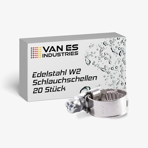 VE-INDUSTRIES Edelstahl Schlauchschellen W2 20 Stück, nach DIN3017 Industriequalität (32-50mm)