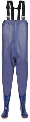 IQYU Waders pour homme - Pantalon de pluie imperméable en néoprène - Imperméable et respirant - Avec bottes - Longue salopette de pluie - Pantalon de travail pour homme, bleu, 43