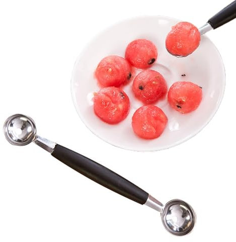 SURALIN Confezione da 1 Cucchiaio per Scavino per Melone a Doppia Faccia, Cucchiaio per Melone Parigino da 18 cm Cucchiaio per Scavino da Cucina Inossidabile 2 in 1