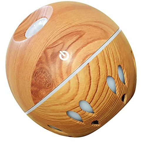 JEWEDECO Difusor de aire mini difusor de aroma silencioso humidificador decorativo para aceites esenciales aspecto de madera, difusor de aroma, difusor de cristal hecho a mano para oficina y hogar