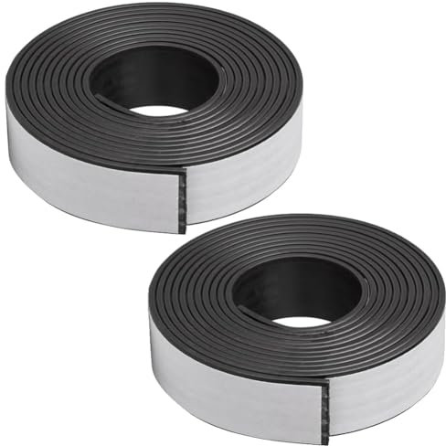 Lot de 2 rouleaux de bande magnétique autocollante - 20 mm x 2 m - Pour moustiquaire de fenêtre - Bande magnétique puissante - Pour moustiquaire, rideaux (A+B)