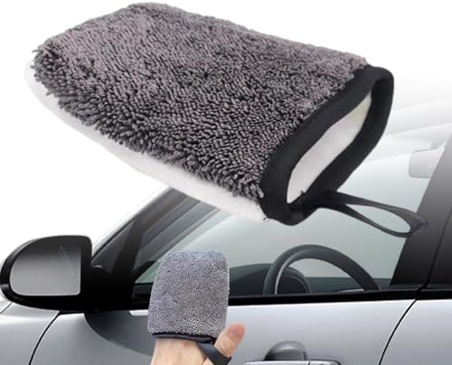 Gants détaillant l'auto Professionnel - Gants de Lavage de Peinture de Voiture intérieure | de décontamination en Outil de Nettoyage en Cuir Gris Gris entrelacé Cruscotto Cuttto Scene
