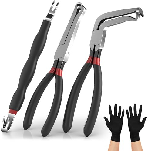 3PCS Electrical Disconnect Pliers Set: Automotive Fuel Line Removal Tool Stainless Steel 8 60° Auto Disconnect Pliers for Car Connectors & Sensors Wire Plug Repair