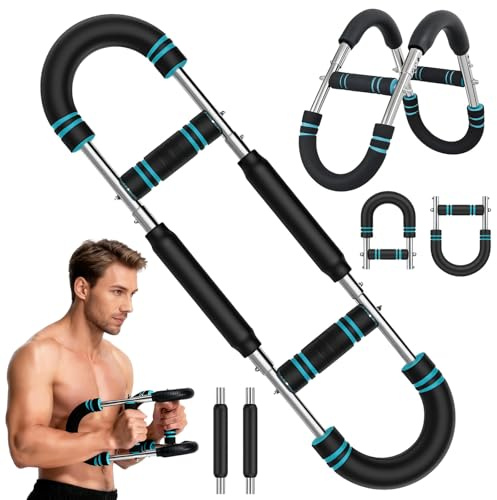 Zyluniy Twister Entrenador de Brazos Ajustable 30-50kg (70-110 lbs) | Barra de Potencia Portátil para Pecho, Hombros y Brazos | Diseño Desmontable | Equipo Fitness para Casa, Gimnasio y Viajes