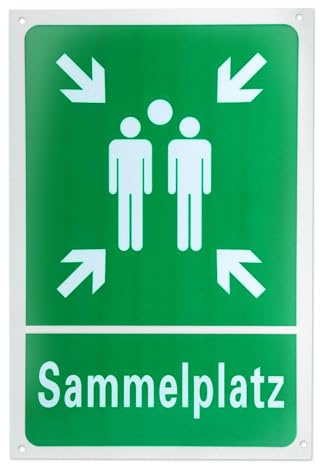 LOLANIUT Panneau de point de rassemblement extérieur 20x30cm, panneau d'information extérieur, protection UV, panneau de signalisation avec impression réfléchissante UV pour atelier, parking