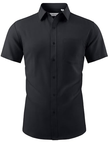 J.VER Mens Shirts Short Sleeve Summer Smart Casual Oxford Dress Shirt | Cotton, Fitted, Formal, Business, Lightweight, Breathable, with Pocket, for Work Office Dinner Wedding Funeral Go Out