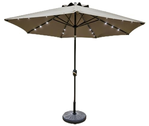 Ombrellone da Giardino BALì 3 Metri Inclinabile con Luci LED Solari Integrate – Protezione UV80+ – Apertura a Manovella Push-Button – Struttura Acciaio Verniciato – Parasole Terrazzo Piscina Dehors