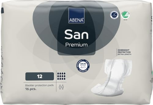 ABENA San 12 | 4000ML Absorbency Premium Incontinence Pads for Men & Women | Breathable & Comfortable, Fast Absorbing, Discreet & Effective Adult Incontinence Pads. 16 Count
