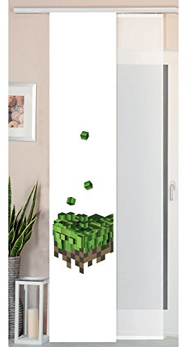 Gardinenbox Set med 2 skjutgardiner, vild siden och slöja, 245 x 45 cm