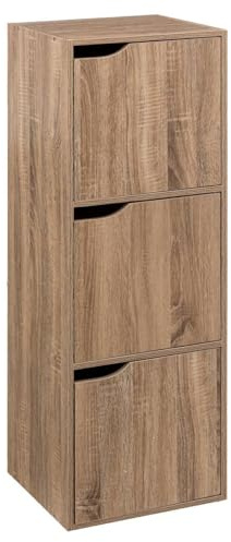 5five - étagère 3 Cases avec Portes Mix n modul Effet chêne Naturel