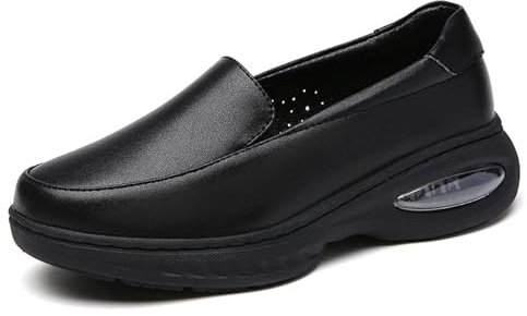 Orthopedic Nursing Shoes for Women with Arch Support,Professional Lightweight Nurse Mates Shoes for Women,Comfortable Non Slip Loafers Work Shoes for Food Service (Color : Black, Size : 5 UK)