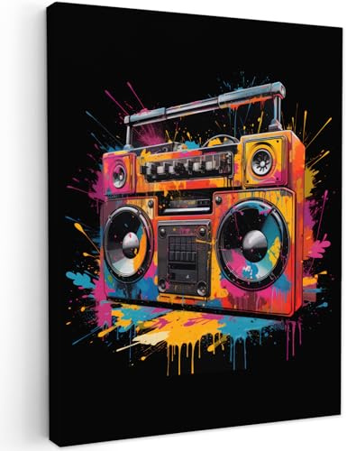 MuchoWow© Stampa Foto 30x40 cm Quadro Moderno Quadri Moderni Soggiorno Con Cornice Stampe Da Parete Camera Da Letto Matrimoniale Decorazione CanvasRadio - Graffiti - Scatola - Colori - Nero