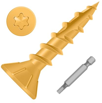MewuDecor #8 x 3/4 Wood Screws, Outdoor Deck Screws with Star Drive, Tan Coated Screws for Outdoor Use, Coarse Threads, Self-Tapping, T-25 Drive Bit Included, 200 PCS