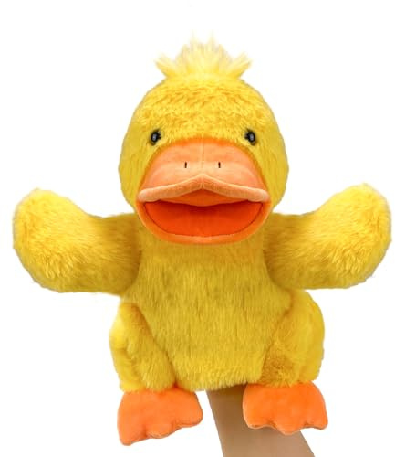Okegztoa Hand Puppet s Duck Pupp ets,9Realistic Stuffed Animal Puppe ts for Toddlers Duck Stuffed Puppets for Kids with Movable Mouth,Duck Animal Hand Puppets for Adults Han d Puppets for Toddlers 3