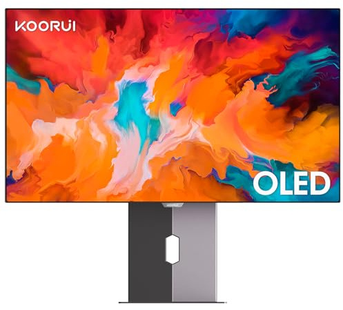 KOORUI 27 Zoll OLED Gaming Monitor, 1440P 240Hz 0.03ms PC Monitor, 90W Type-C Charge, DCI-P3 Slim Screen, HDMI 2.0, DisplayPort 1.4, USB-C 3.1, 100 * 100mm VESA, Schwarz, 27E8QK