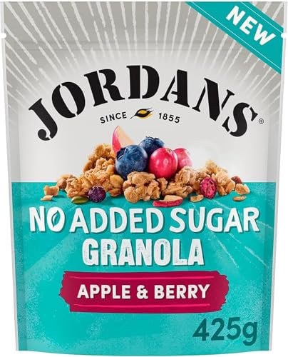 JORDANS No Added Sugar Granola, Apple and Cinnamon, Breakfast Cereal, High Fibre, 425 g