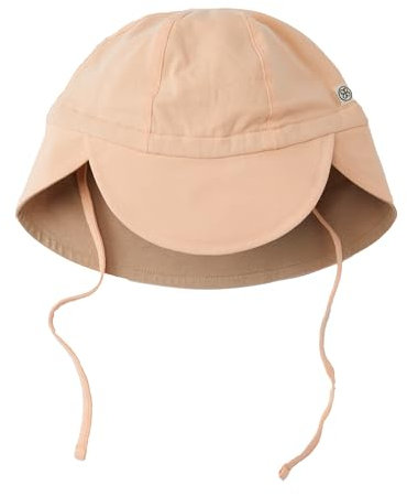 Cloby Sonnenhut Schirmmütze Mütze mit Nackenschutz wendbar UV-Schutz (UPF 50+) Baby Kind (Gr. 6-18 Monate) - Peachy Summer/Sandy Beach beige