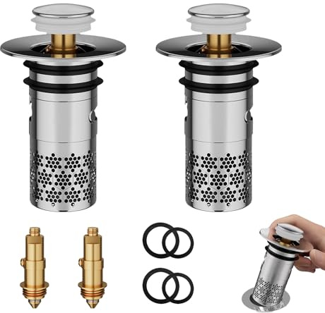 Keho Keho Kehongdun Waschbeckenstöpsel mit Sieb, Abflussstopfen für 33-40mm Abfluss, für Waschbecken Bad Küchenspülen (2)
