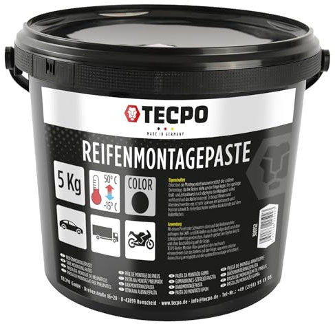 TECPO Reifenmontagepaste 5 kg schwarz, Reifenmontierpaste Montagepaste Reifen, Reifenpaste, Reifenmontage Reifen Schmier- und Gleitmittel