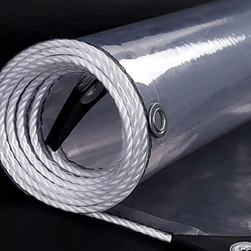 Heavy Duty Clear Tarpaulin Plastic Sheeting with Metal Eyelets,Transparent Tarp Cover Sheet PVC Waterproof Ground Sheet Foldable Tarp Tent 5x5m 4x4m (Size:3x3m)