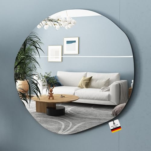 Albatros Designerspiegel Asymmetrisch 53 x 50 cm – Wandspiegel oder Türspiegel, Moderne organische Form – Spiegel Oval und Groß – Asymmetrischer Spiegel unförmig und Rahmenlos, Mirror Wall