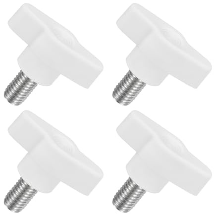 QUARKZMAN 4pz Manopole ad Alette a T a Farfalla, Manopola Serraggio Vite M8 x 14mm Filettatura Maschio Viti Acciaio Inossidabile 304 Maniglia 36mm Dia per Sostituzione Manopola, Bianco