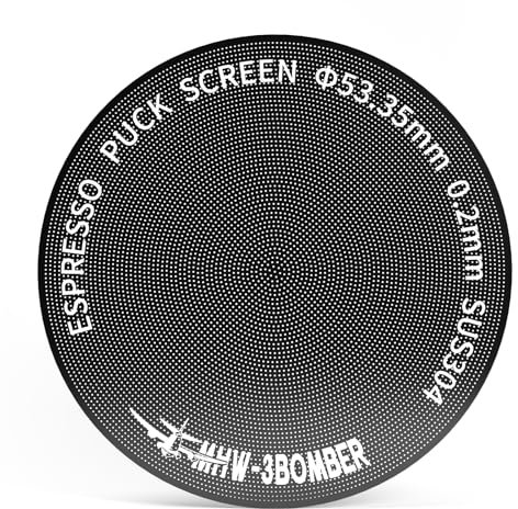 MHW-3BOMBER 53.35mm Espresso Puck Screen, 0.2mm Ultra-Thin Titanium Coated Reusable Coffee Filter, Compatible with 54mm Portafilter Baskets, Durable Metal Espresso Accessory, FG5641-OS