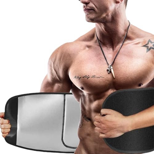 JiaYouLC Women Men Sweat Belt for Weight Loss Adjustable Back Lumbar Support Waist Trimmer Trainer Sauna Effect Fat Burner Girdles Belt for Exercise Workout Sports (Black + Silver, L)