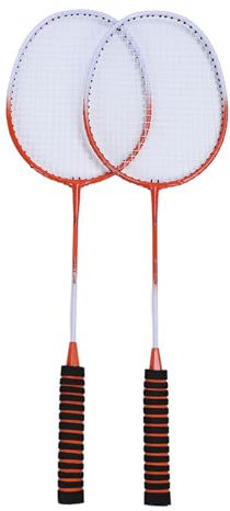 Set di Racchette da Badminton Set da Badminton Leggero in Lega 3 Volani Sicuro per l'intrattenimento degli Adulti (Rosso Arancio)