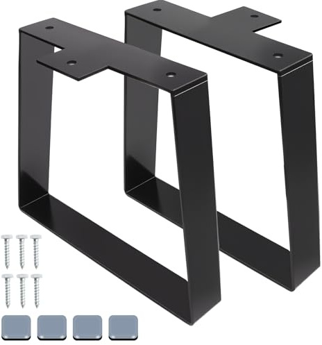 ComPDCVD 2 Pièces Pied de Meuble Trapézoïdaux 28cm Pieds de Meubles Pied Table Metal Pieds Table en Métal Noir avec Vis Accessoires Meuble pour Armoires Meubles Tables Basse Bureau Moderne de Chevet