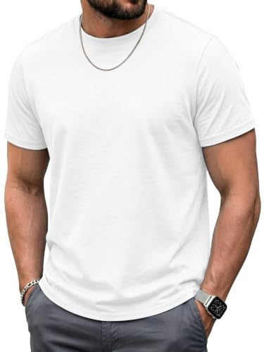 Cuptacc Tee Shirt Homme 100% Coton Col Rond Tshirt Basic Unis Oversize | Manches Courtes,Basique,Respirante,décontracté,Eté,Crew Neck,O-Neck