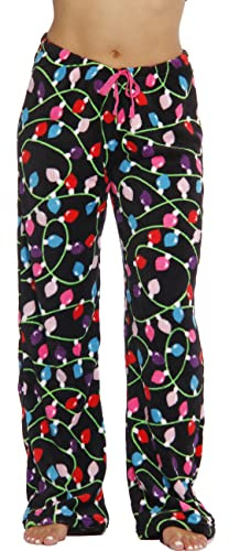 6339-10122-M Just Love Women's Plush Pajama Pants - Petite to Plus Size Pajamas,Black - Light Up,Medium