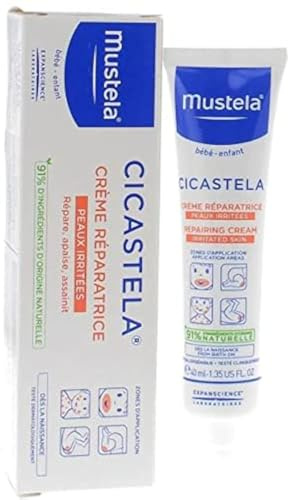 Mustela - Cicastela - Crème Réparatrice - Aide à réduire l'inconfort cutané Selon 98% des Testeurs - Perséose® d'Avocat, Panthénol, Acide Hyaluronique, Cuivre-Zinc - Crème Cicatrisante pour Soin Bébé