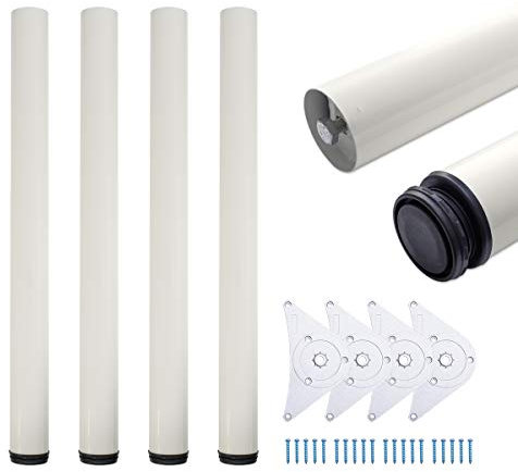 sossai® Premium Tischbeine TBWH | höhenverstellbar | Farbe: weiß | 4 Stück | Höhe: 110 cm (1100 mm) einstellbar +2cm | Montagezubehör inklusive