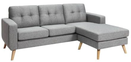 Vente-unique - Ecksofa, beidseitig verwendbar aus Bartolome, grau meliert