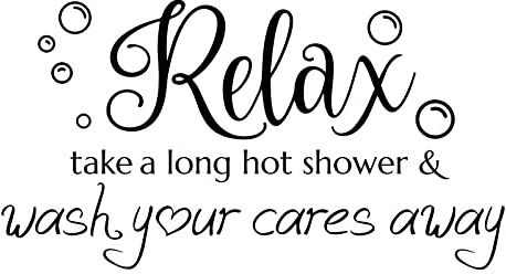SUPERDANT Badezimmer Wandtattoo Relax Bubble Wandsticker Take A Long Hot Shower Zitate Vinyl Wandsticker Schriftzug Wandaufkleber Für Badezimmerdekoration Toilette Schwarz 33x58cm