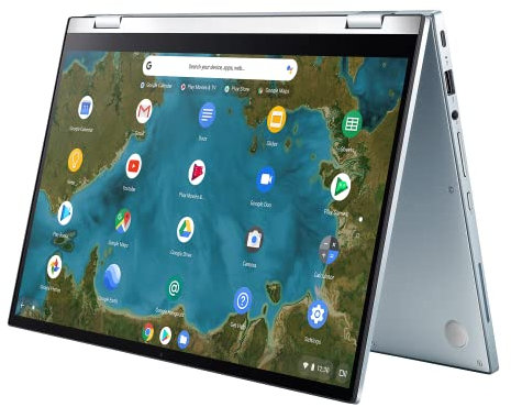 ASUS Chromebook Flip (C433) Convertible | 14,0 Full-HD Touch Display | Intel Core i5 | 8 GB RAM | 128 GB Speicher | Chrome OS | QWERTZ Tastatur | silber | Aluminium-Body | USB-C Ladefunktion