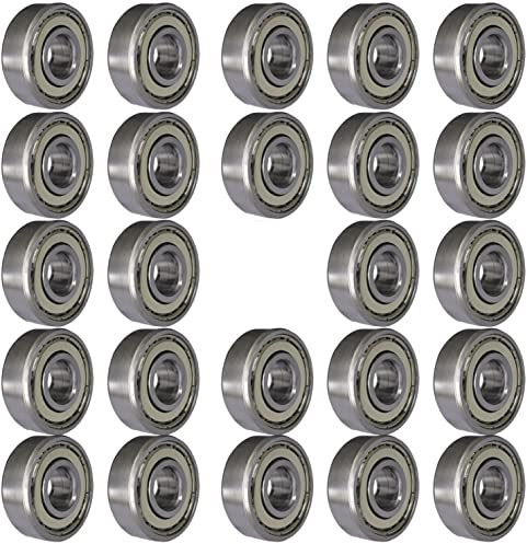 Tonmp 24 PCS 608-ZZ Ball Bearing - Double Metal Sealed Shielded Miniature Deep Groove Bearings for Furniture Wheel,Skateboards, Inline Skates, Scooters, Roller Blade Skates (8mm x 22mm x 7mm)