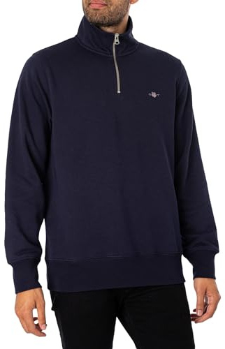 GANT Herr Sweat-Shirt Zippé 1/4 Regular Shield, Evening Blue, M