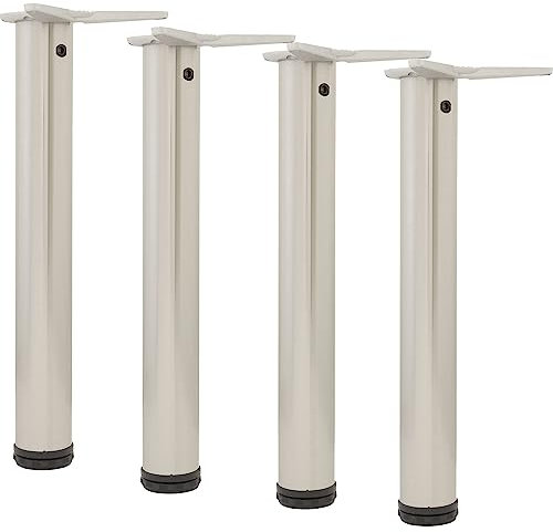 camar Tischfüße verstellbar 470-500mm rund ø 60mm, Metall Tischbeine höhenverstellbar, Stahl verchromt 4 Stück